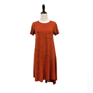 LulaRoe Heathered Burnt Orange Short Sleeve‎ Carly Dress Size XXS Women's